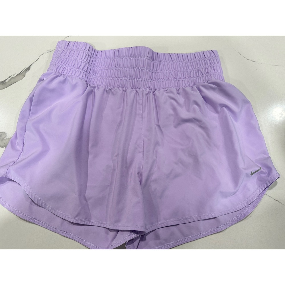 Nike Dri-FIT Smocked Waist Running Shorts Purple Lavender Women XL 3 Inch Inseam